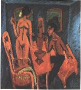Ernst Ludwig Kirchner Tower room - Selfportrait with Erna oil painting on canvas
